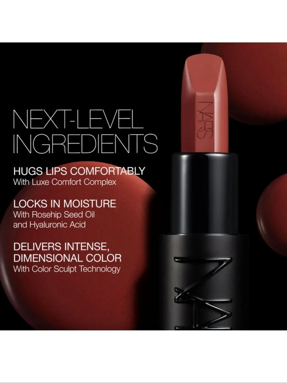🌺NARS Desirous Explicit Lipstick Long Wear  Red Lipstick Satin Lipstick